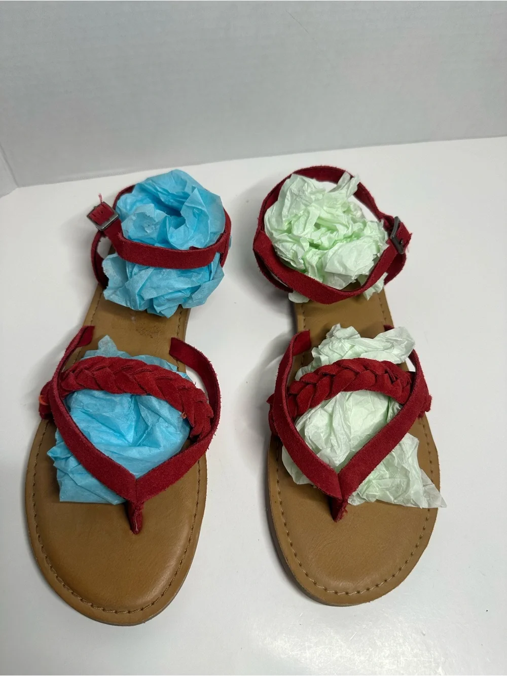Toms Red Braided Strap Ankle Sandals